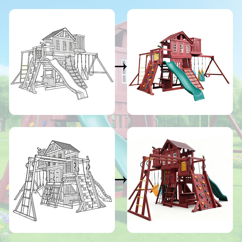 wooden outdoor playset
